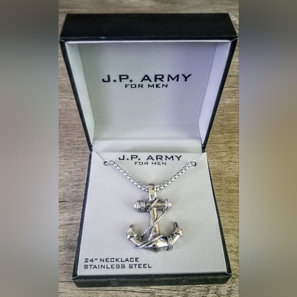 J.P. ARMY Men's stainless steel anchor nautical necklace Pendant NEW NWT